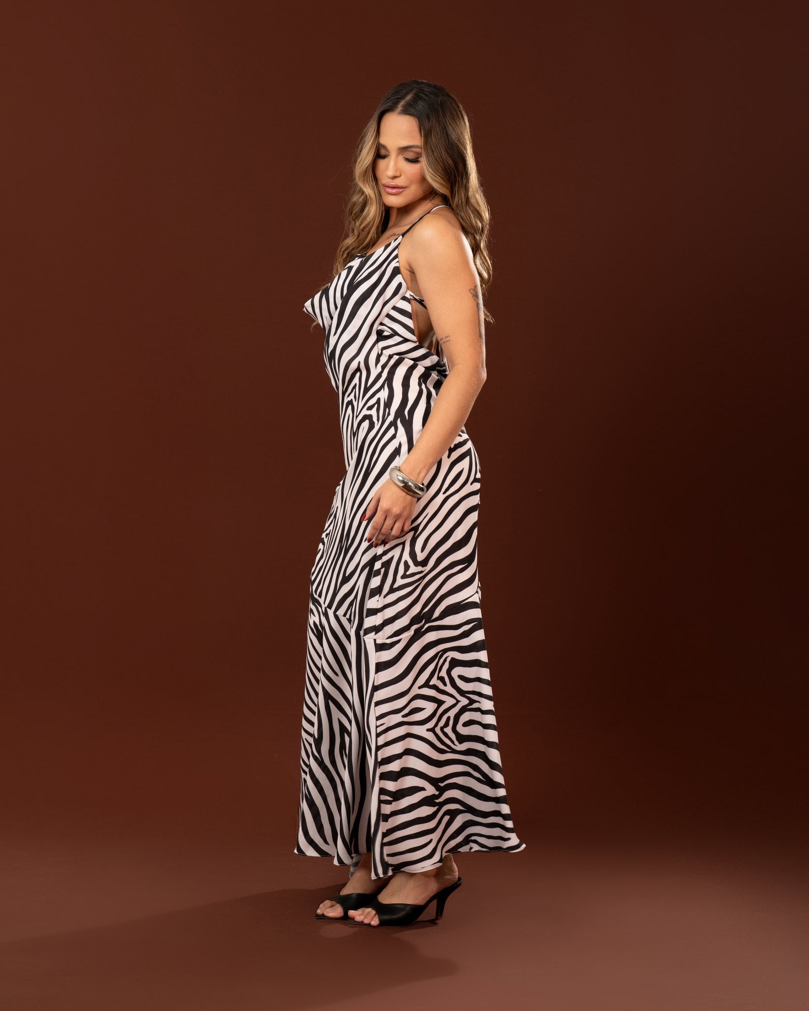VESTIDO MIDI DEGAGÊ ZEBRA