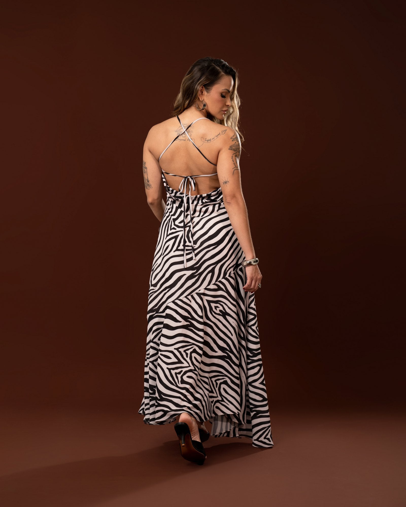 VESTIDO MIDI DEGAGÊ ZEBRA
