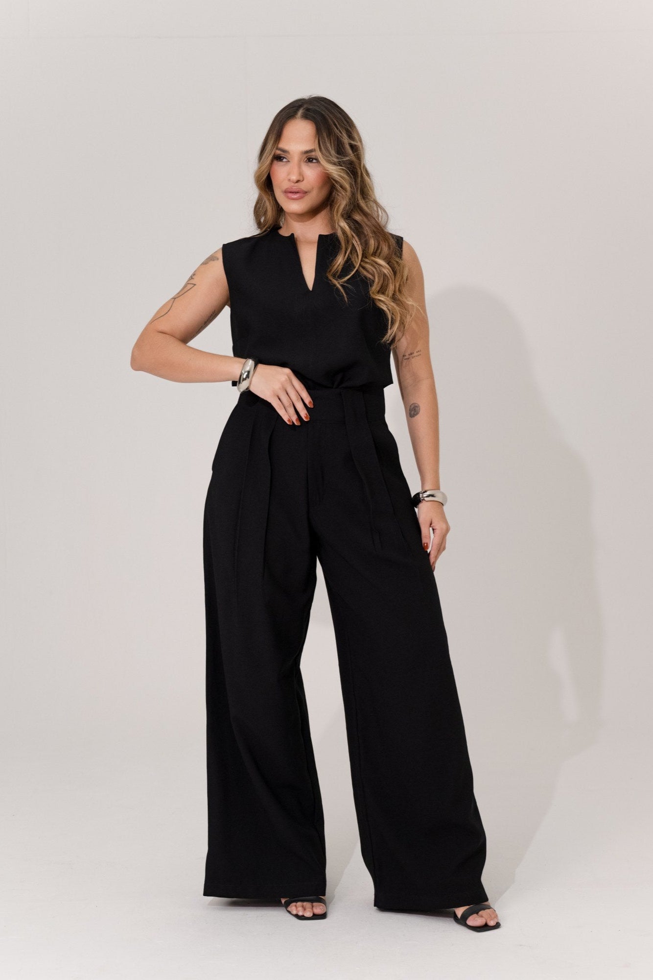 CALÇA PANTALONA MAXI PREGAS