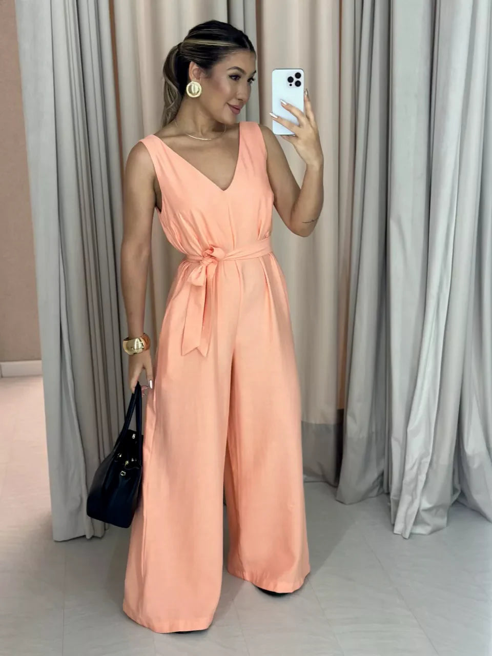 Macacão Olívia | Modelagem Soltinha com Faixa *Últimas Unidades*