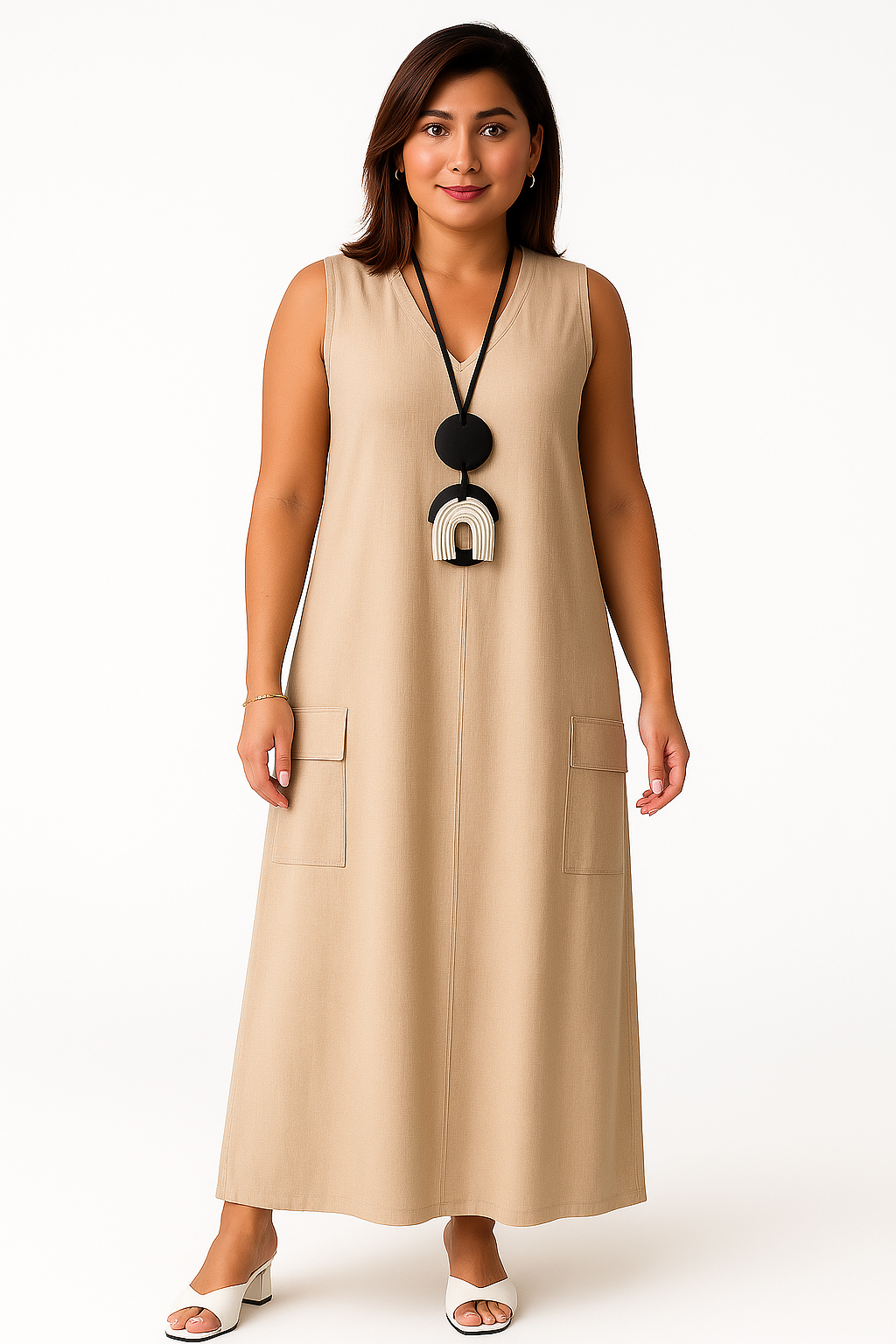 Vestido Boho Chic - Feito em 100% Linho Italiano + Colar de Brinde *Últimas Peças*