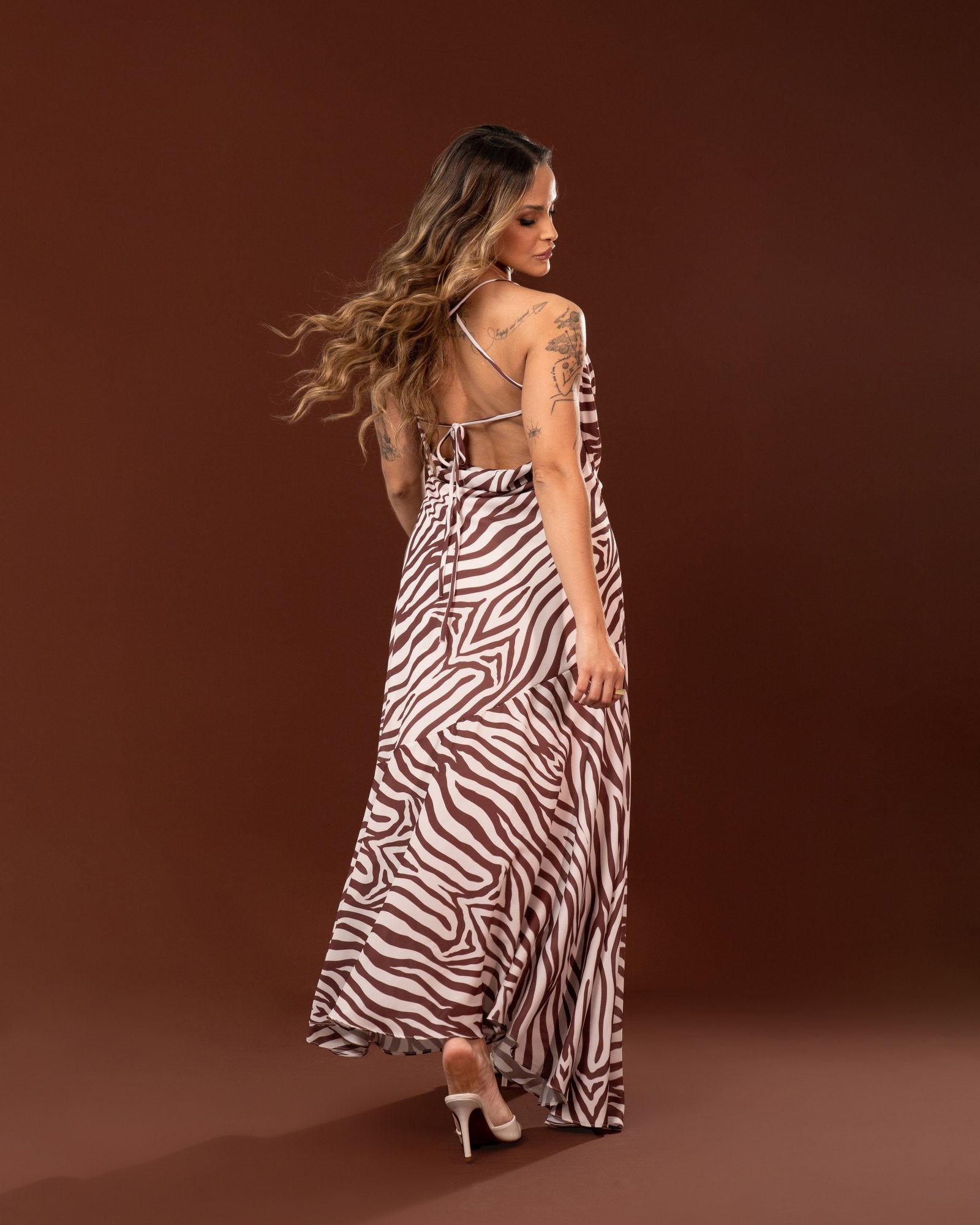 VESTIDO MIDI DEGAGÊ ZEBRA