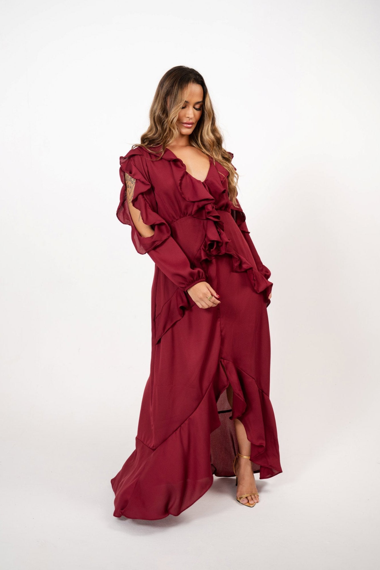 VESTIDO BOHO LONGO COM BABADOS