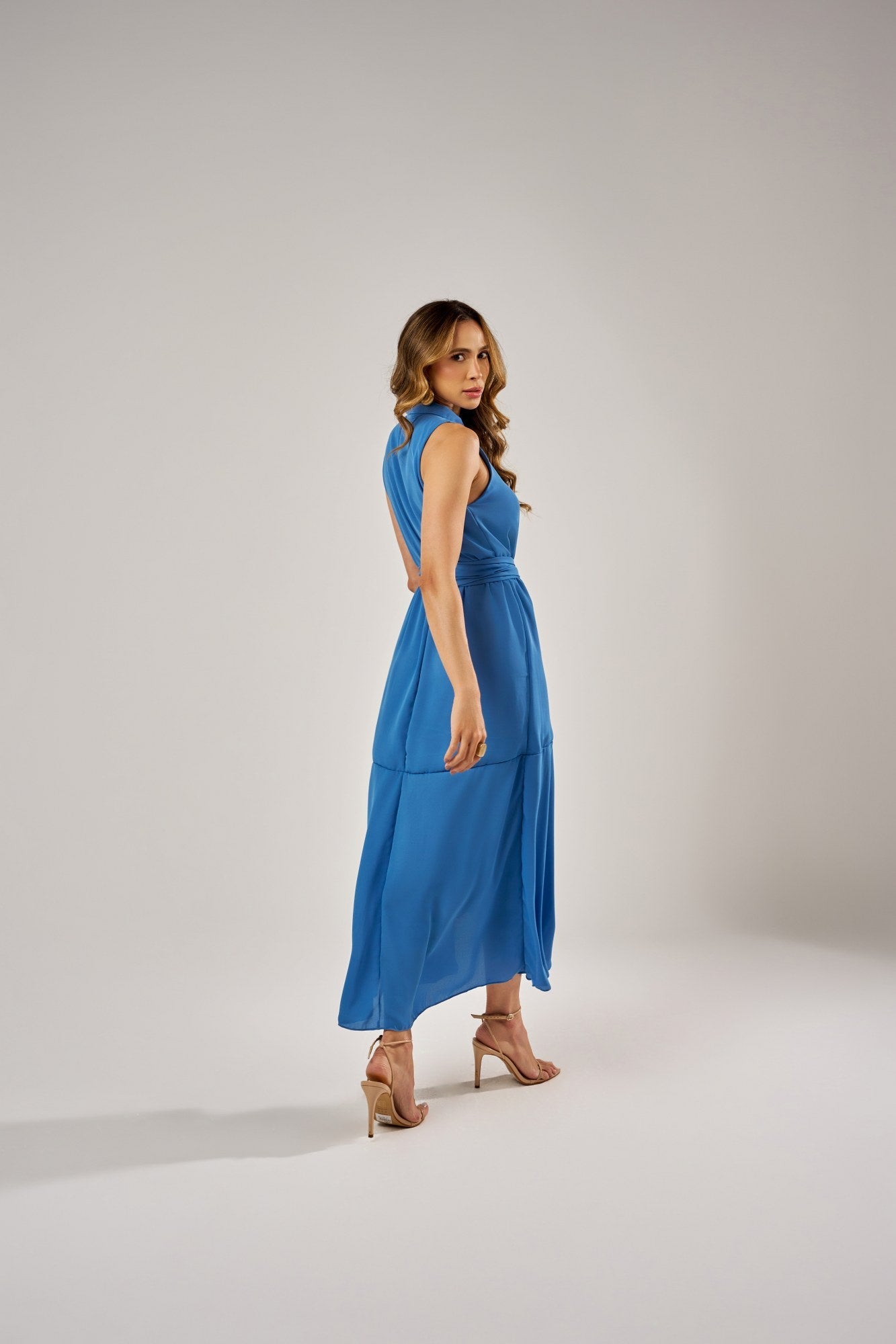 VESTIDO CHEMISE MIDI COM TRANSPASSE