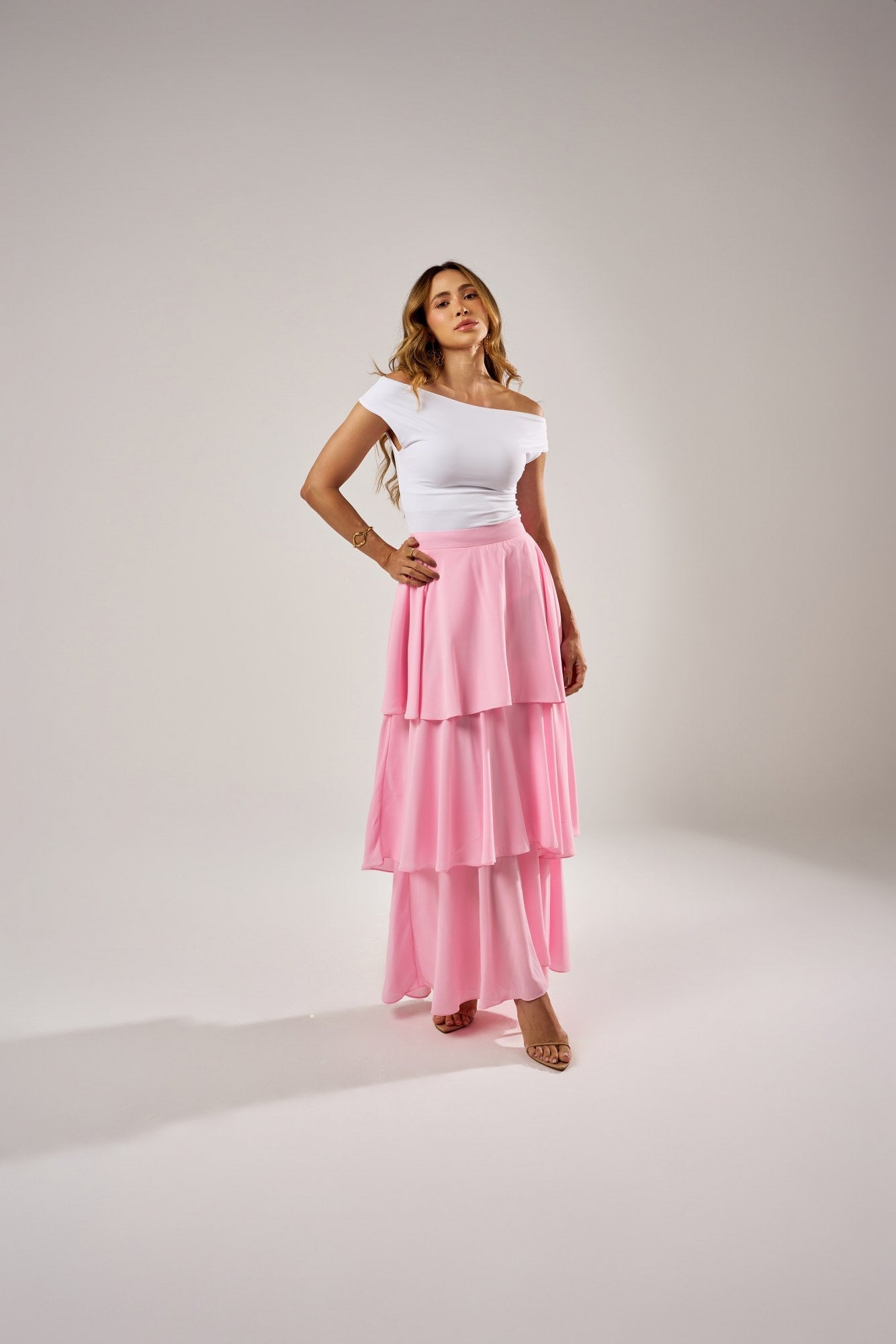 BLUSA OMBRO A OMBRO COM DRAPEADOS