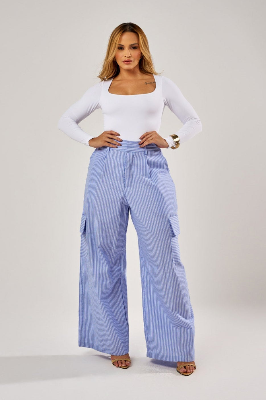 CALÇA FIO TINTO BOLSOS CARGO