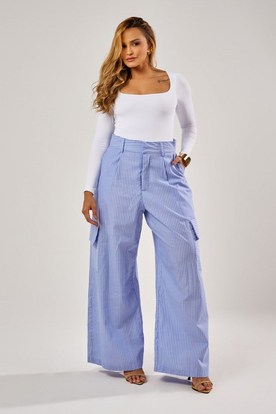 CALÇA FIO TINTO BOLSOS CARGO