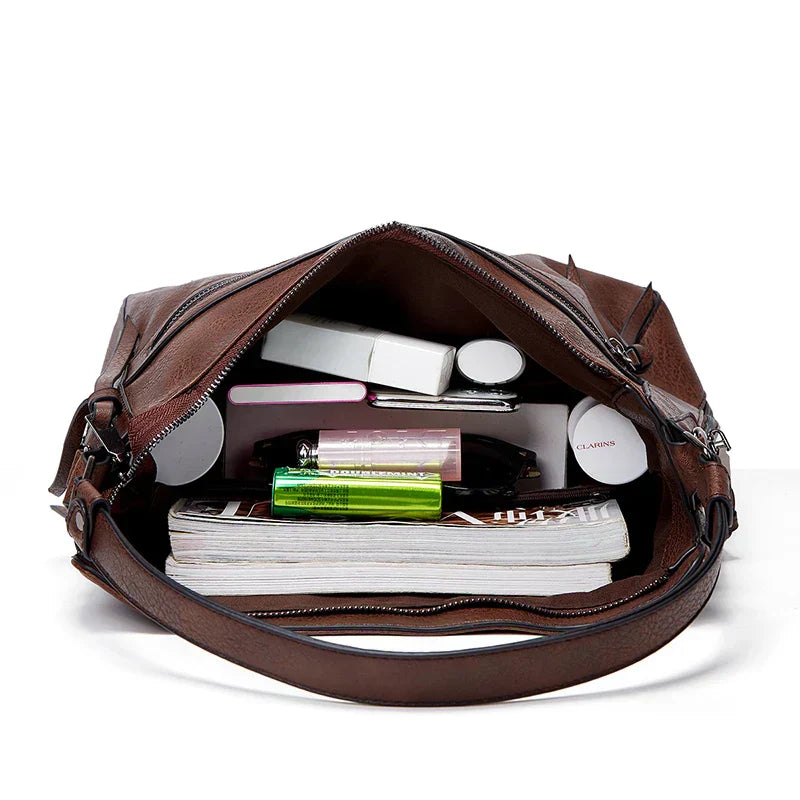 Bolsa Feminina de Couro Versátil + Carteira de Couro Brinde