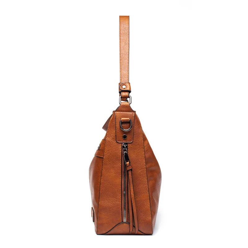 Bolsa Feminina de Couro Versátil + Carteira de Couro Brinde