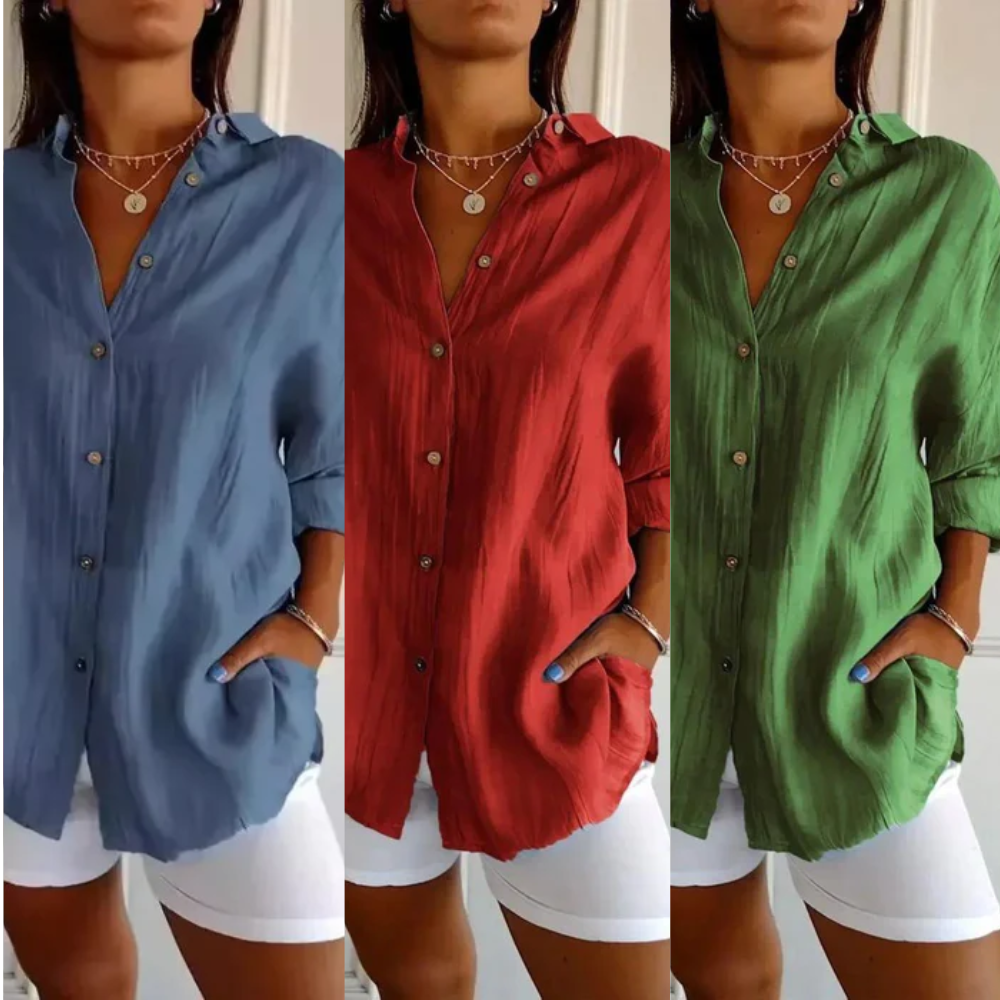[Liquidação: Compre 1 e Leve 3] Camisa Ibiza em Linho de Algodão com Design Semi Plissado (cópia)