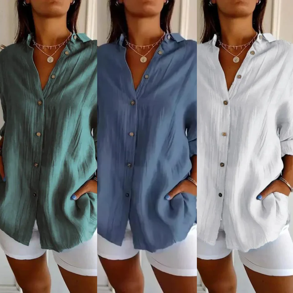 [Liquidação: Compre 1 e Leve 3] Camisa Ibiza em Linho de Algodão com Design Semi Plissado (cópia)