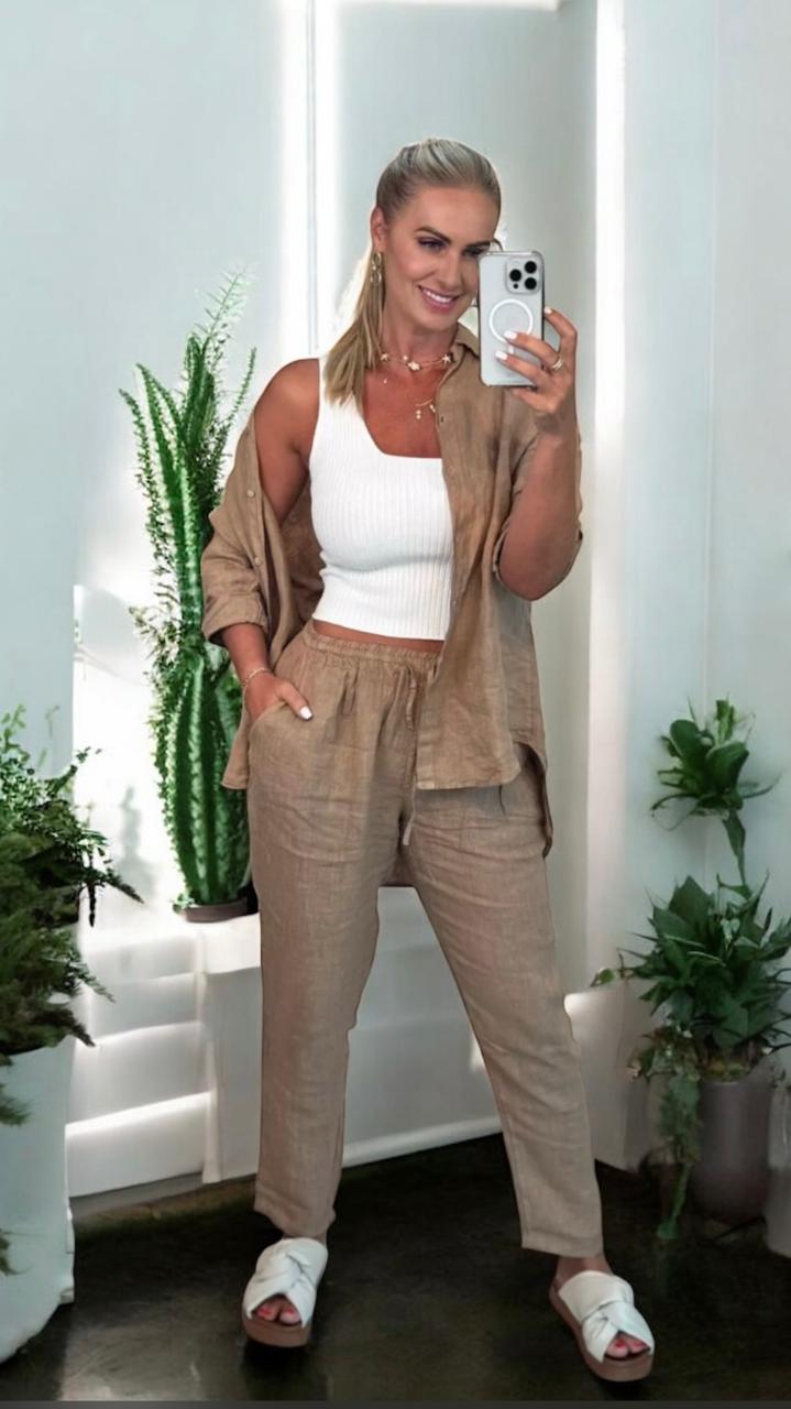 Conjunto Calça e Camisa em Linho Italiano | Queima de Estoque