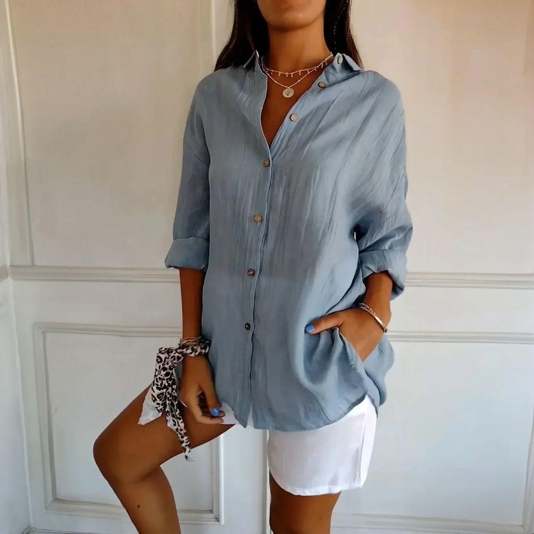 [Liquidação: Compre 1 e Leve 3] Camisa Ibiza em Linho de Algodão com Design Semi Plissado (cópia)