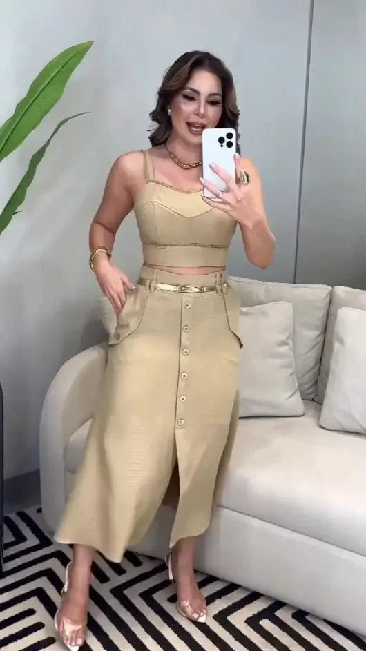 Conjunto René - Blusa e Saia